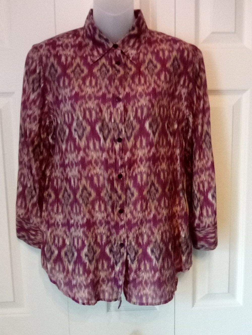 Lauren Ralph Lauren Purple Ikat-Print Button Down Shirt